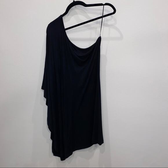 Express Dress black Mini one shoulder long flutter sleeve Size Small - Picture 4 of 5